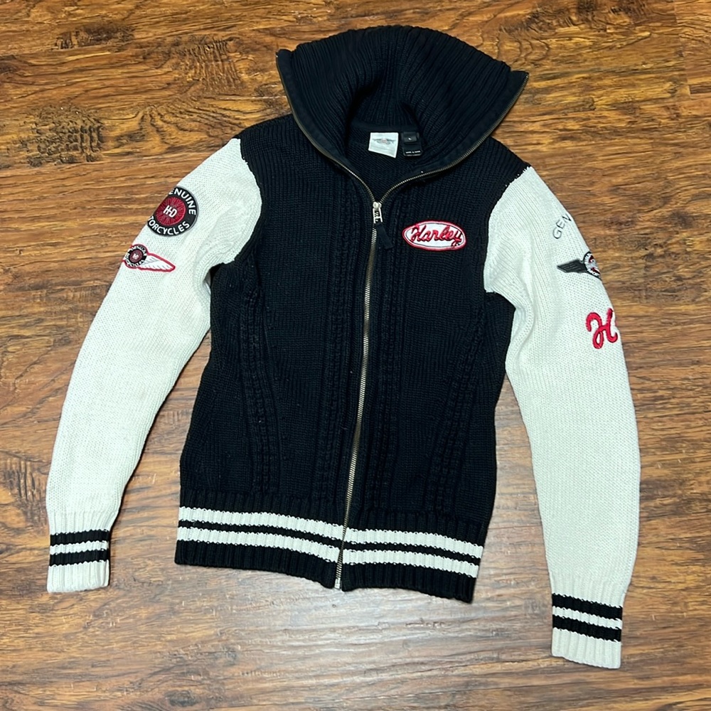 Harley Davidson Ladies Zip-up Sweater -size Large